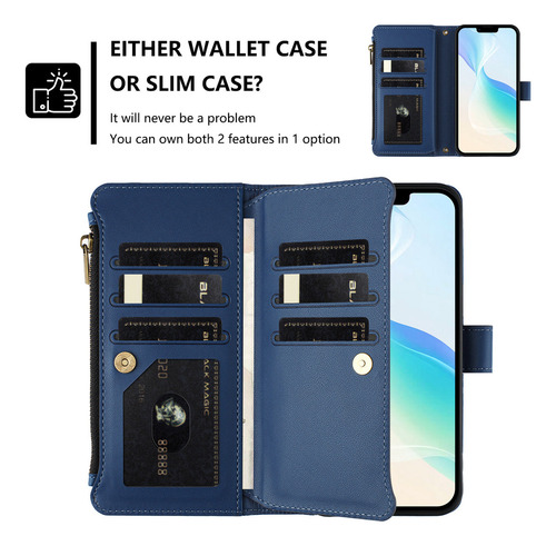 Funda De Piel Tipo Cartera Con Cremallera For Motorola Edge