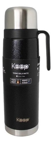 Termo Keep Bala Mate 1lt Con Asa Color Verde Agua Color Negro