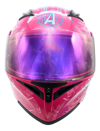Casco Abatible Deportivo Fibra Carbono Certificado Dot Led Rosa Sexy Gamer L