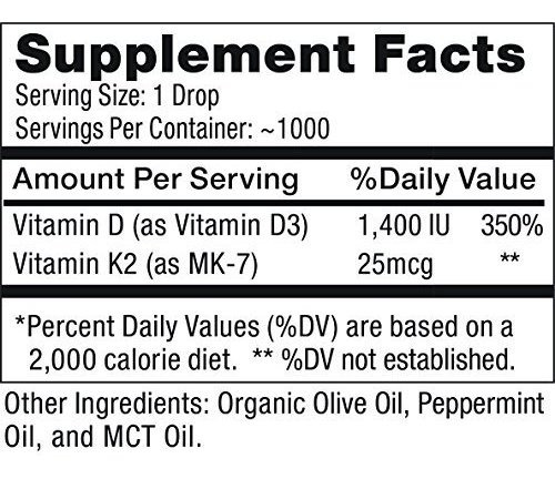 Imagen 3 de 6 de Max Absorción, Gotas De Líquidos De Vitamina D3 + K2 (mk-7)