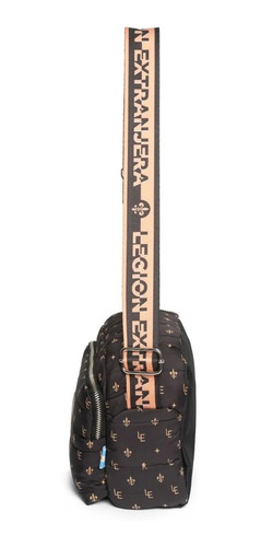 Imagen 3 de 4 de Cartera bandolera Legion Extranjera Cumbre diseño epic de poliéster cire negra con correa de hombro marrón y naranja