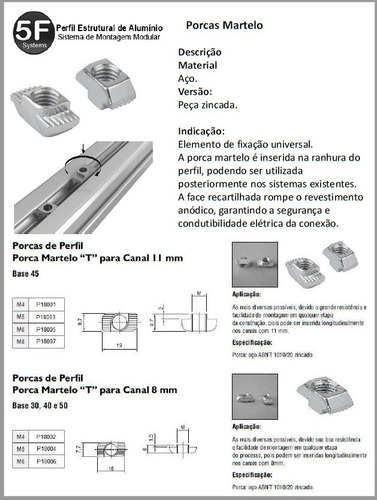 Imagem 2 de 3 de Porca Martelo (porca T) - Canal 10 / 11 Kit Com 10 Unidades