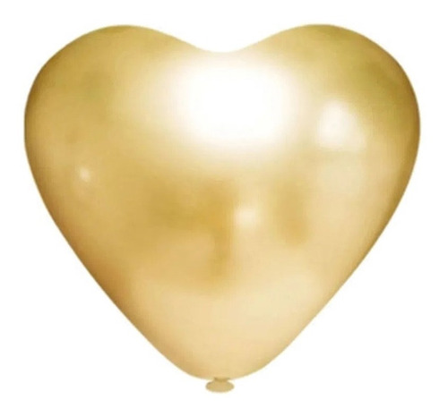 Bexiga Coração Platino Metalizado Nº 10 Ouro - 25 Unid