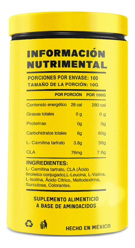 Mr. Yellow Cla + Carnitina 1kg 100 Servs Mango