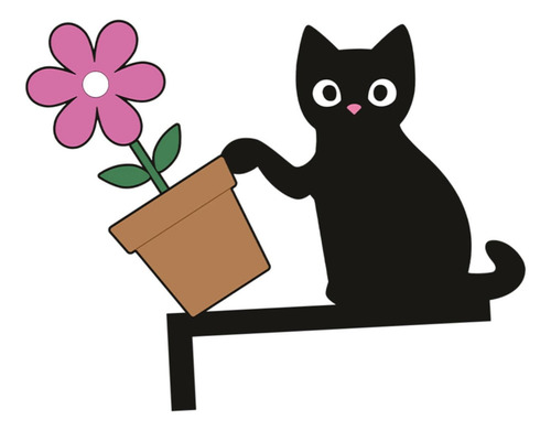 Fa Esquina De La Puerta Izquierda Gato De Maceta De Flores