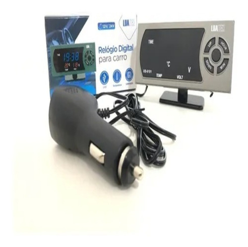 Imagem 4 de 5 de Digital Relogio 2 Usb Termometro Para Carro Com Voltimetro