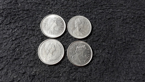 Lote 4 Moedas 10 Centavos Canadá 1973 1983 1985 1987 (Usado)