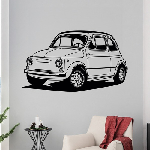 Vinilo Decorativo Para Pared - Auto Fiat 500