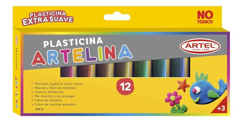 Plasticinas Artelina 12 Colores Triangular Artel 