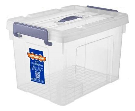 Caja Contenedor Plastico Apilable Transparente 47lt Wadfow W