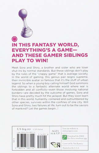 Libro No Game No Life Vol 1 / Light Novel / Yuu Kamiya