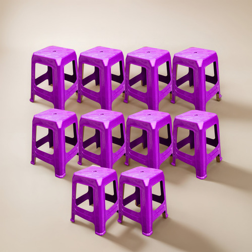 Banco Mr. Gadgets Banco De Plastico Clasico Color Morado Con Acabado Plastico De 45cm De Alto X 10u