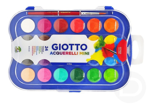 Estojo De Aquarela Pastilha 24 Cores Giotto Mini + Pincel