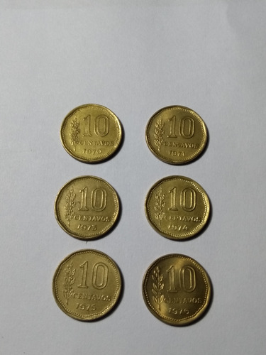 Serie Completa De Monedas De 10 Centavos Del 1970 Al 1976