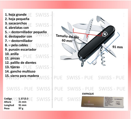 Imagen 2 de 5 de Navaja Huntsman, Funda Nylon Y Cordón, Victorinox