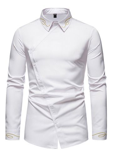 Camisa De Manga Larga Asimétrica Con Bordado Vaquero Occiden