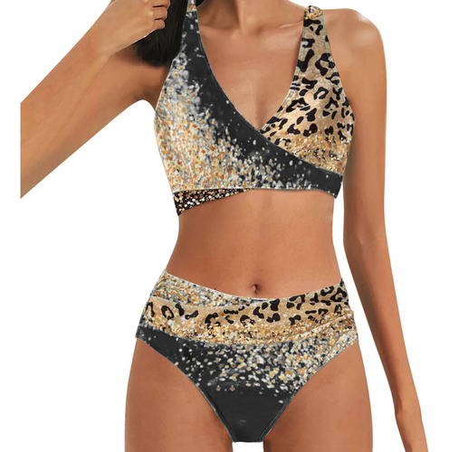 Conjunto Tankini De Dos Piezas Con Cintura Alta Y Estampado