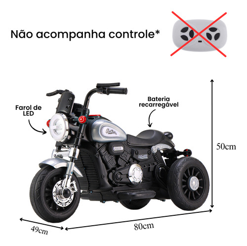 Mini Moto Elétrica Halei Cinza Prata 6v Zippy Toys Motinha Infantil