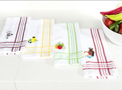 Set Paño 2 Piezas Cocina Doral Bordado 100% Algodón