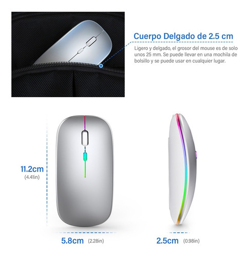 Portátil Silencio Ratón 2.4g Wireless Mouse Recargable