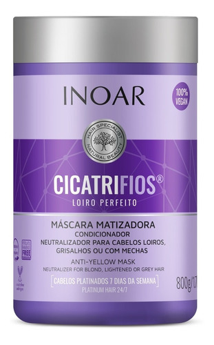 Máscara Inoar Cicatrifios Loiro Perfeito Matizador 800g