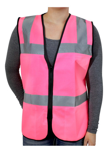 Chaleco Seguridad Rosa Ansi Para Mujer Poliester Talla 3xl