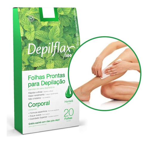 10cx Folhas Prontas Depilação Corporal Depilflax Hortelã 20u