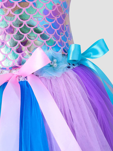 Vestido Tutú Princesa Ariel Sirenita Con Diadema 2023