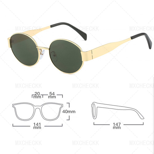 Gafas Sol Ovaladas Retro Para Mujeres Hombre Moda Protección Mxcheckk Lentes De Sol Color Verde Oscuro