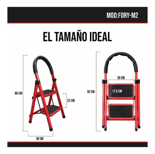 Escalera Plegable Multiuso 2 Peldaños Compacta Resistente