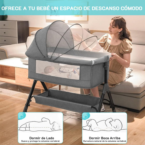 Cuna Colecho Para Bebé Con Mosquiero Colchón De Memoria