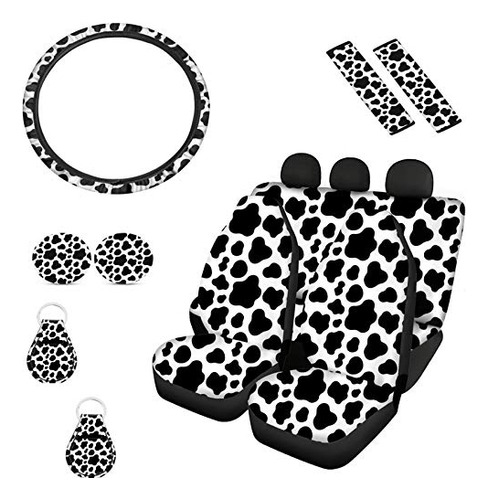 Babrukda 11pcs Set Cow Impresión Blanco Negro Para Mujer, Cu