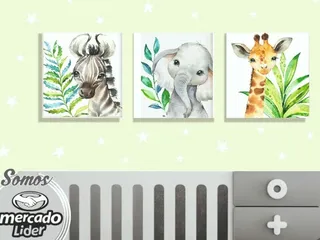 Cuadros Decorativos Bebes Elefantes + Nombre Personalizado