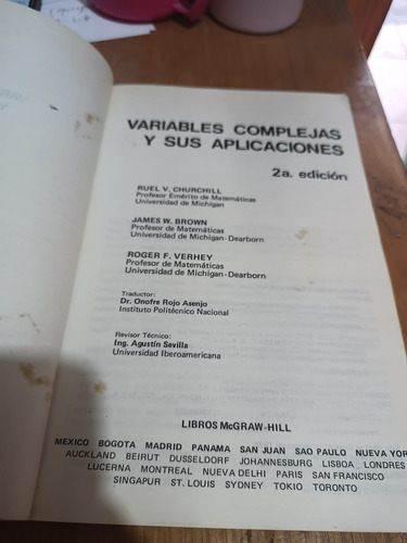 Variables Complejas Y Sus Aplicaciones - Churchill / B. (Usado)