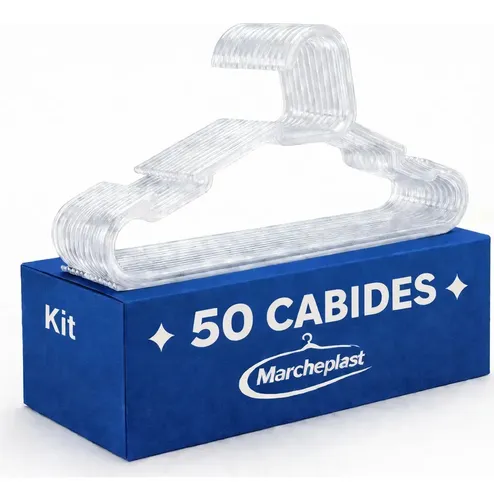 KIT 50 CABIDE ADULTO ACRÍLICO TRANSPARENTE ORGANIZADOR ROUPA
