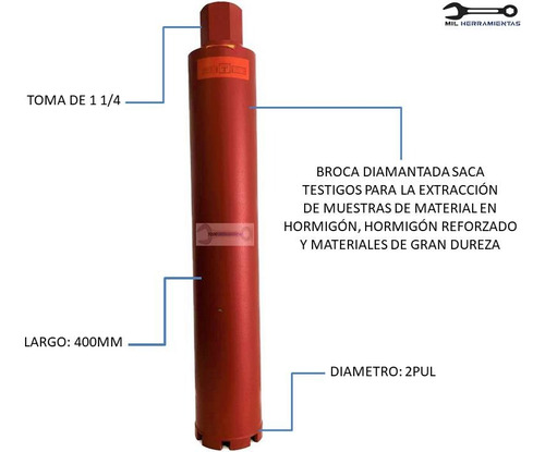 Broca 2 Pulgadas Para Testiguera 51mmx400mm