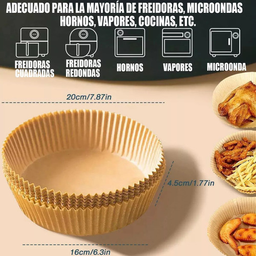 100pzs Forro Papel Desechable Horno Freidora De Aire Redond