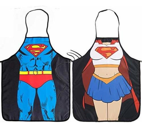 Ddjyp 2 Pack Supermanysuperwoman Impermeable Delantal, Hero