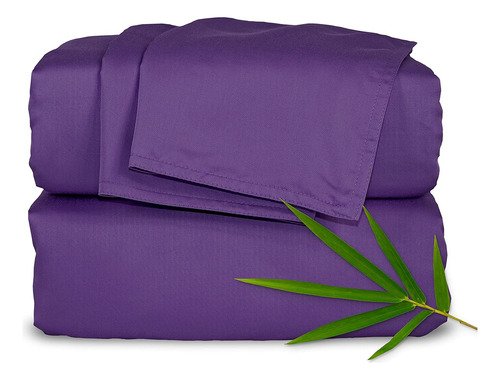 Juego De Sabanas King De Pure Bamboo Color Purpura
