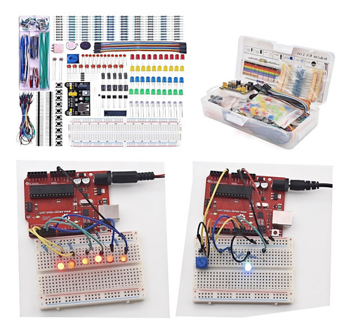Kit De Componentes Electrónicos Con Protoboard 830 Puntos De Conexión Cable De Placa De Pruebas Cable Y Resistencia Aplicable Para R3 Blanco Electronic Component LONG ZHOU