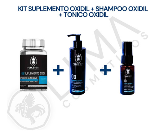 Kit Oxidil Cresce Fortalece Cabelo 3 Produtos