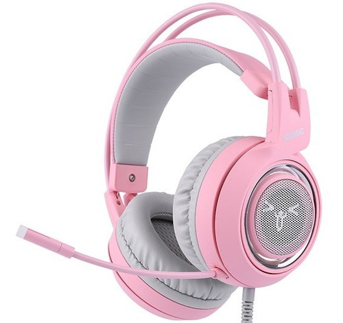 Auricular Gamer Somic G951s Rosa Y Detalle En Gris Color Pink