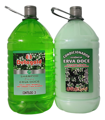 Kit Shampoo + Condicionador Para Salão Erva Doce Detagold 2l