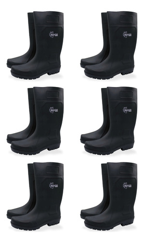 6 Pares Bota De Hule Negro #9 Maple Safe Msi