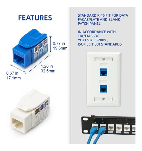 Jack Keystone Rj45 Cat6 Cat6a Cat5e Conector Modular Utp