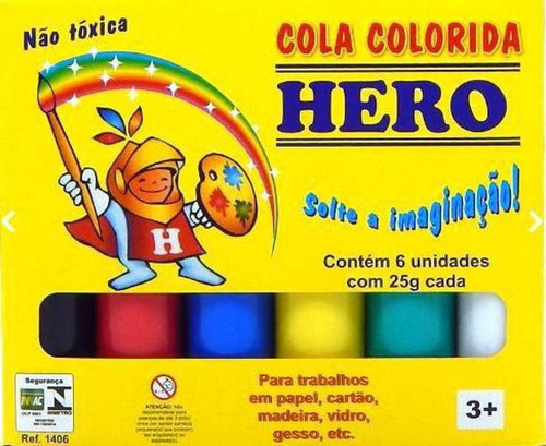 Cola Colorida Tinta Escolar Artística 6 Cores-kit 10 Caixas