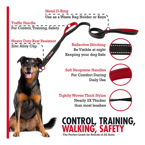 Correa Para Perro Tuff Pupper De Doble Asa Resistente | Clip
