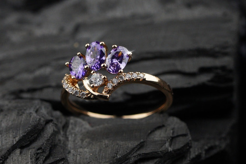 Anillos Compromiso Oro 18k Bugambilia Regalo Mujer Boda Dama