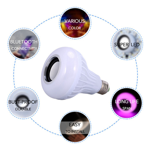 Bombilla Led Musical Con Bluetooth Y Control Remoto