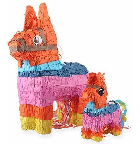 Donkey Pinatas - Piñatas Mexicanas De 2 Tamaños Con Lazo Par